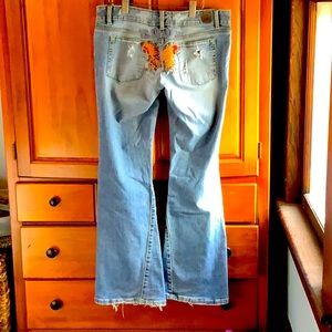 Sister Moon Jeans -  30 - "Love  and Butterfly "embroidery . Low rise